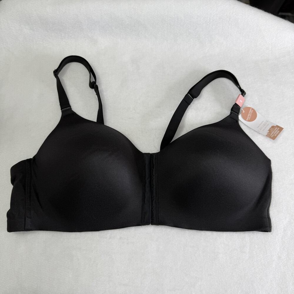 Cacique Bra Womens 46C Black No-Wire Lightly Lined Full Coverage NEW
